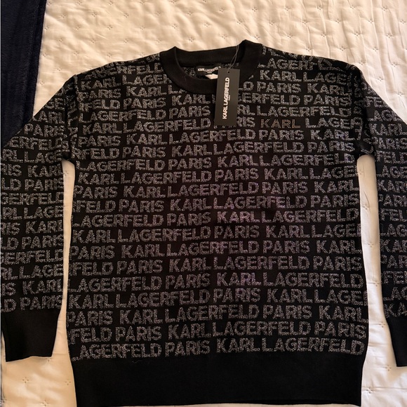 Karl Lagerfeld Black and Gray Patterned Sweater - Picture 3 of 5